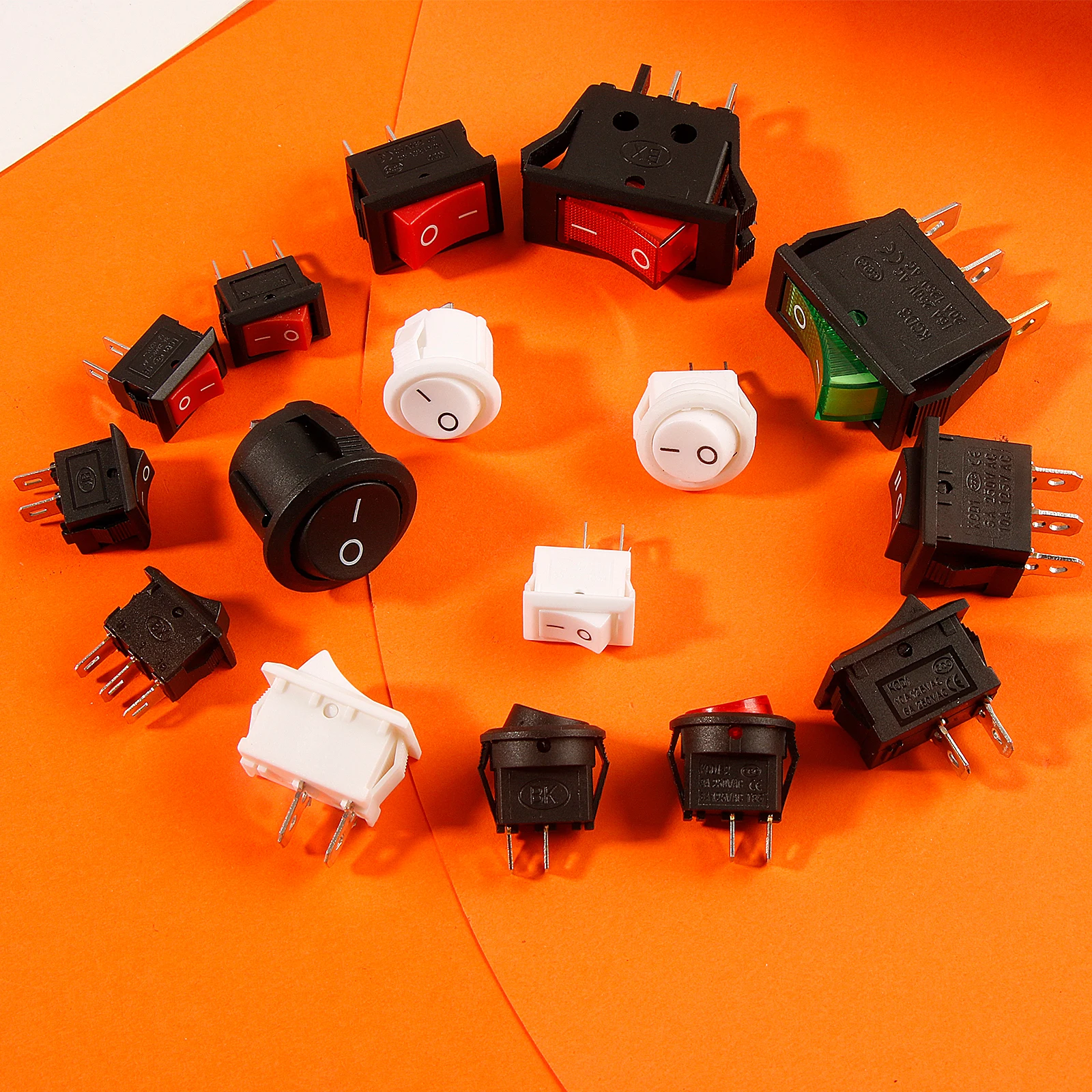 6 buah sakelar On Off Rocker 2p 3p Kcd1 Kcd3 Mini menempel Toggle bundar jepret SPST untuk perahu Mobil