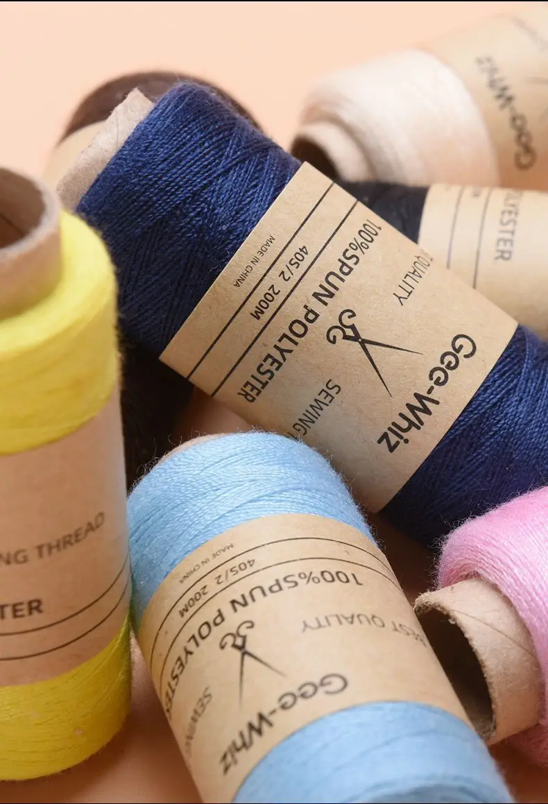 12 قطعة خيط الخياطة المنزلية جلد البقر الكرتون اللون مخيط يدويا لفة صغيرة 402 الملابس مخيط يدويا إبرة الموضوع 200 متر/لفة #4