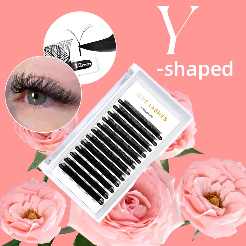 1 Case YY Shaped Lash C D Curl 0.07 Mix Lengths Faux Mink Natural Soft Russian Volume Premade Fans Eyelash Extensions