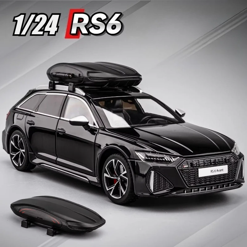 

Металлическая статическая модель спортивного автомобиля RS6 AVANT в масштабе 1:24 со звуком и светом, коллекционные украшения, детские праздничные подарки, игрушки