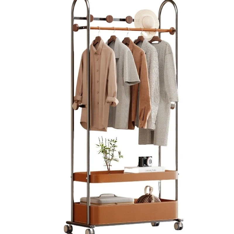 Medieval style movable floor-to-ceiling multi-functional coat rack, storage and storage, high-end bedroom home