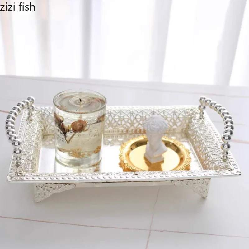European Style Silver Plated Storage Tray Afternoon Tea Dessert Snack Tray Wedding Dessert Table Decoration Fruit Cake Pan