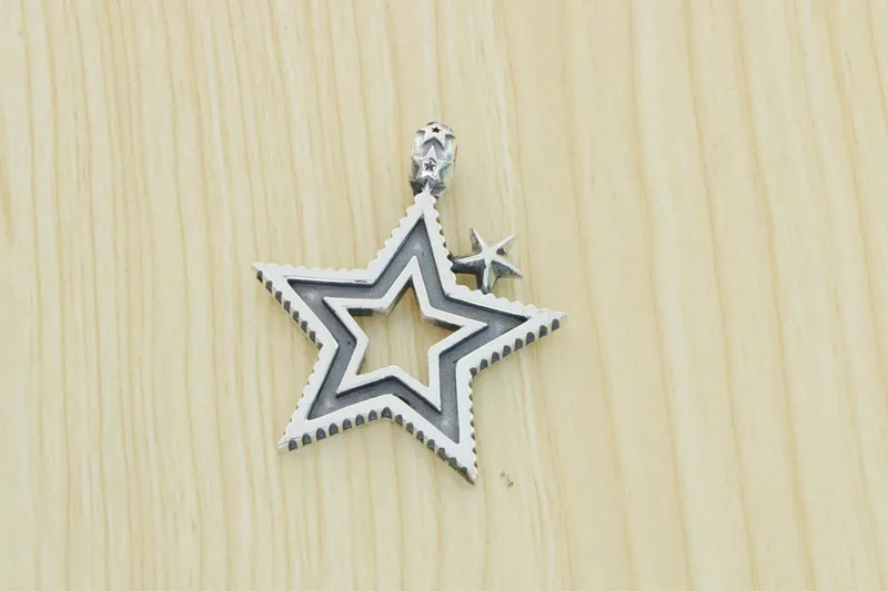 S925 Pure silver retro European and American six pointed star Pentagram pendant men and women European and American personality