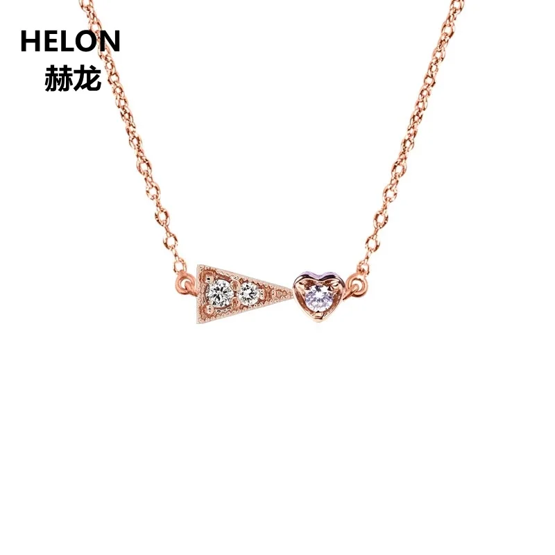 

Solid 18k Rose Gold Pendant SI/H Full Cut Natural Diamonds Women Necklace Engagement Wedding Pendant Unique Design vintage