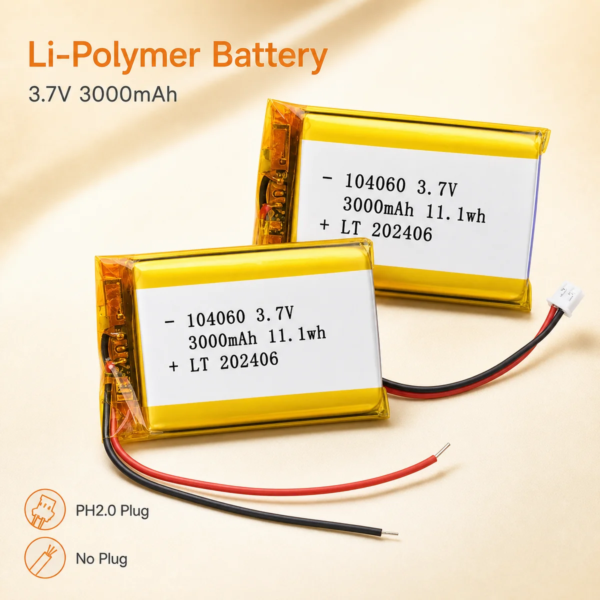Rechargeable LiPo Battery 104060 3000mAh 3.7V Polymer Lithium Battery Pack for GPS Locator Humidifier Smart Wearable
