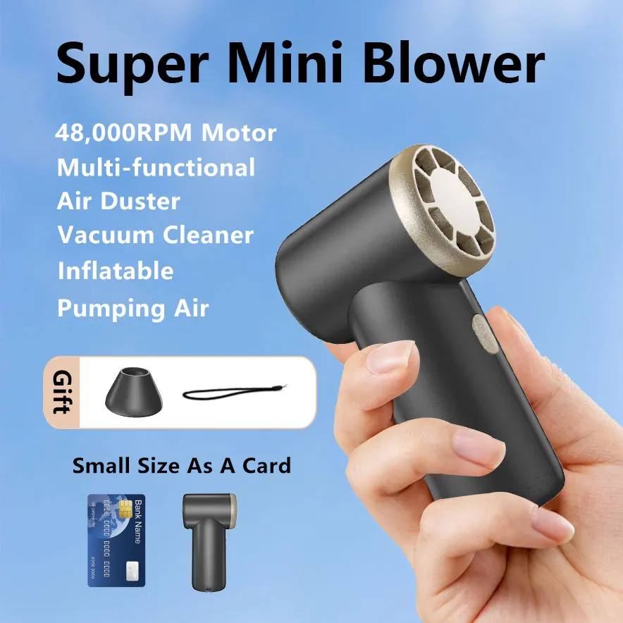 Ventilador Turbo Super Mini Goseesee, Solo 88mm de Altura, Motor sin Escobillas de 48000 RPM, Ventilador Turbo Portátil para Uso Diario