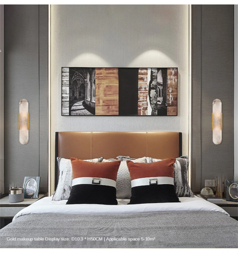 Nordic Modern High-End Marble Bedroom Bedside Lamps Living Room Wall Lighting Elegant Room Decor Marble Interior Wall Led Lights