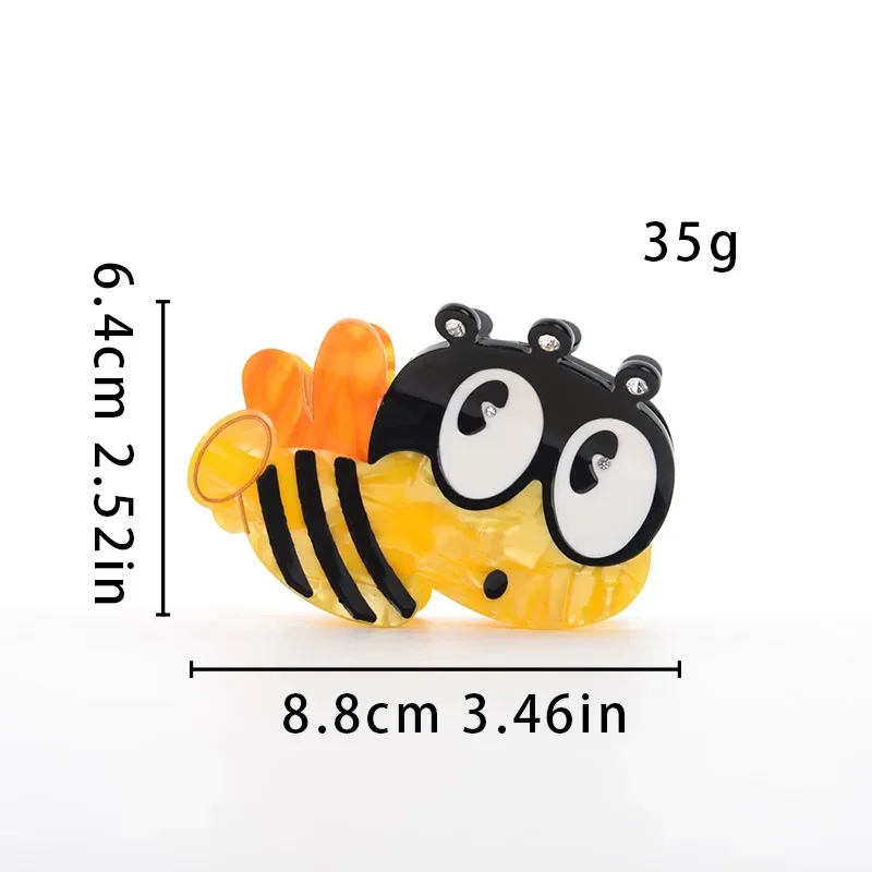 BYL Cute Bee Hair ClawClip Acetate Creative Cartoon Insect Bee Rhinestone Crab HairClip for Women Girl Hairpins Hair Accessories