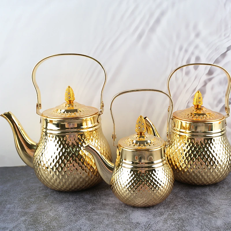 Stainless steel electroplated tea pot, Chinese style milk tea pot, afternoon tea pot, small capacity