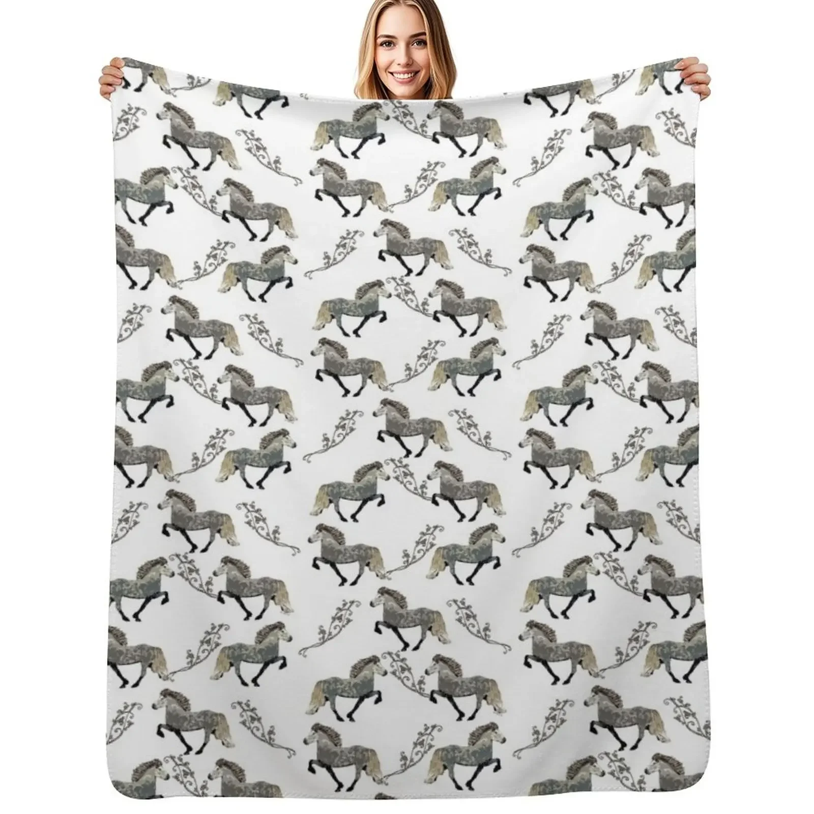 

Astrid ~ Icelandic Horse Throw Blanket Summer Beddings Large Softest warm winter Blanket