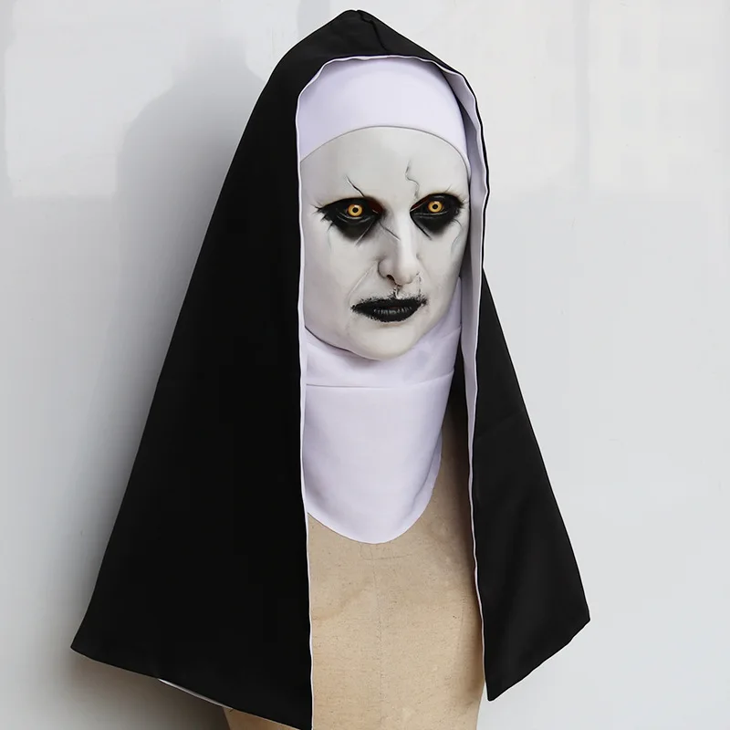 Horror Nun Cosplay Mask Latex Soft Halloween Nun Makeup Fancy Party Dress Grimace Party Costume Masks Props Adult One size - Image 2