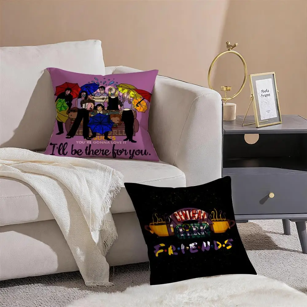 Classic TV Shows F-Friends-Famous Pillow Case Double-Sided Plush Sofa Cushion Covers Organic Breathable Invisible Zipper