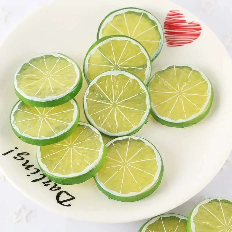 10pcs Fake Lemon Slices Artificial Fruit Simulation Sliced Lemons Decorations Lifelike Plastic Photo Props Festival Home Decor