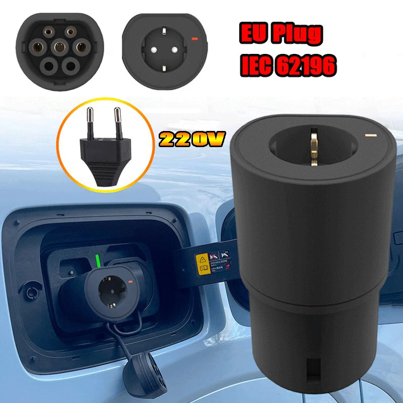 EV Cable Adapter Battery Discharge V2L Vehicle to Load Type 2 IEC 62196 EU Plug