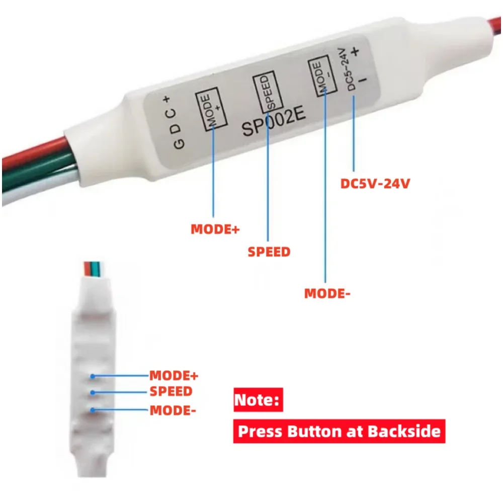 1PCS SP002E Mini 3-Key LED Connector RGB Colorful Controller DC5-24V USB 5V for WS2811 WS2812B LED light strip dimmer