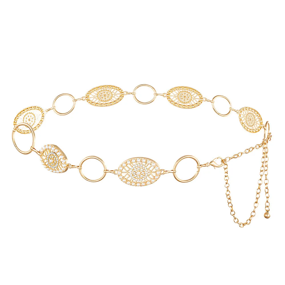 Retro Bohemian Hollow Flower Waist Chain Ethnic Belt Women's Dress Decoration Dress Waist Belt
