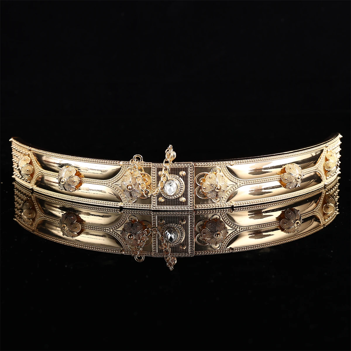 حزام معدني مع حجر الراين مرصع للنساء ، سلسلة البطن ، مجوهرات الجسم لحفل الزفاف ، أسلوب الديناصور #2