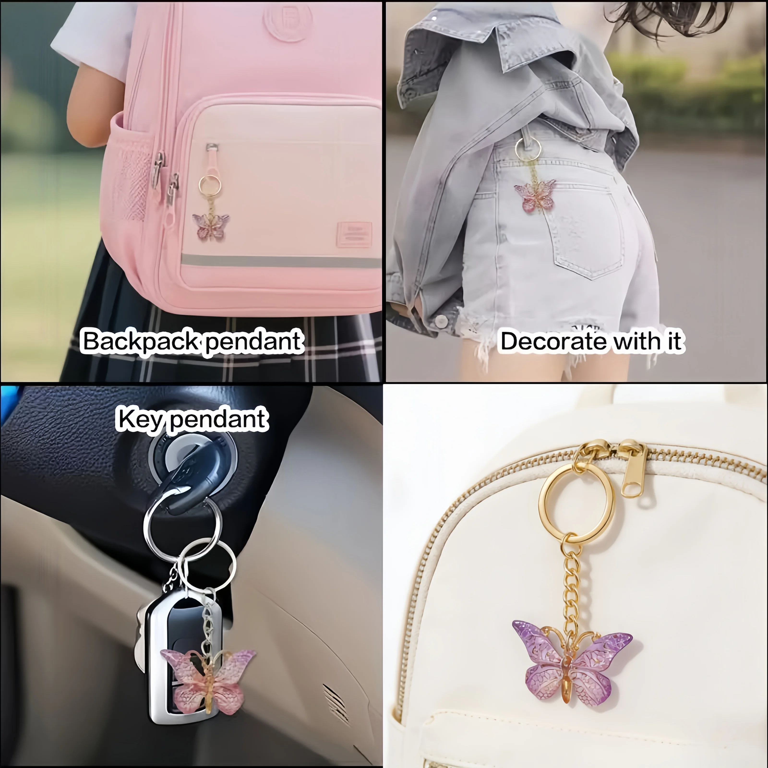 Gift for Her/Him Multicolored Gradient Butterfly Keychains,Exquisite Gifts.Romantic Butterfly Keychains,Practical Pendants.