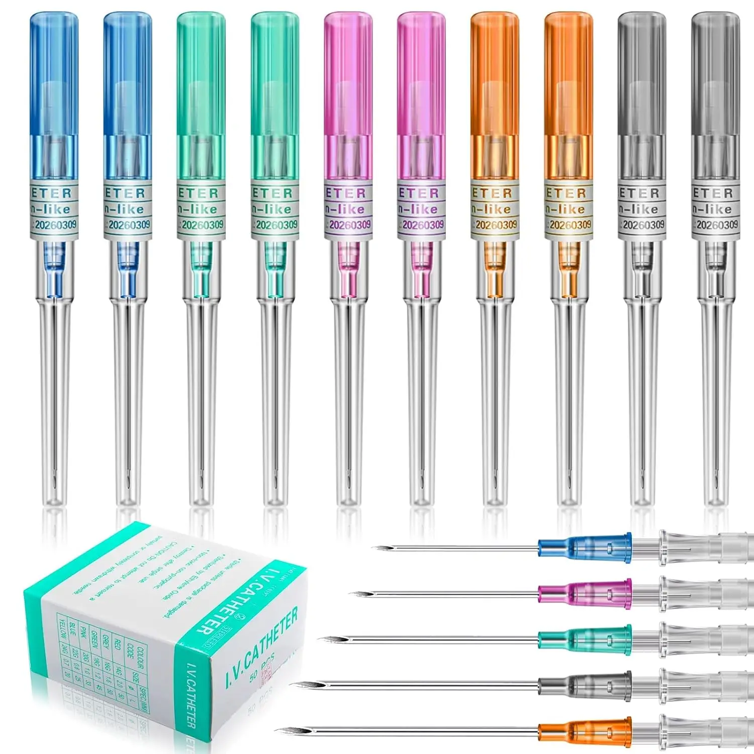 

50/20/10/5pcs Piercing Needles I.V Catheter Cannula Sterile Piercing Needles 14G 16G 18G 20G 22G Ear Lipo Belly Piercing Tools