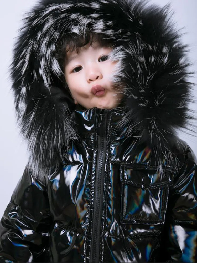 New Children Real Fur Collar Down Jacket Boys Thicker White Duck Down Outerwear Warm Winter Parka Kids Down Jackets Wz1250