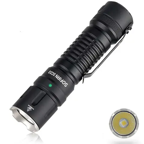 Sofirn SC33 XHP70.3 HI LED 21700 Rechargeable Tactical Flashlight 5200lm USB C with Tail E-switch Outdoor Light