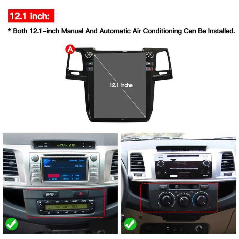 For Toyota Fortuner Hilux Revo 2008-2015 Carplay Android 11 Tesla Screen Car Multimedia Player Head Unit GPS Audio Radio Auto