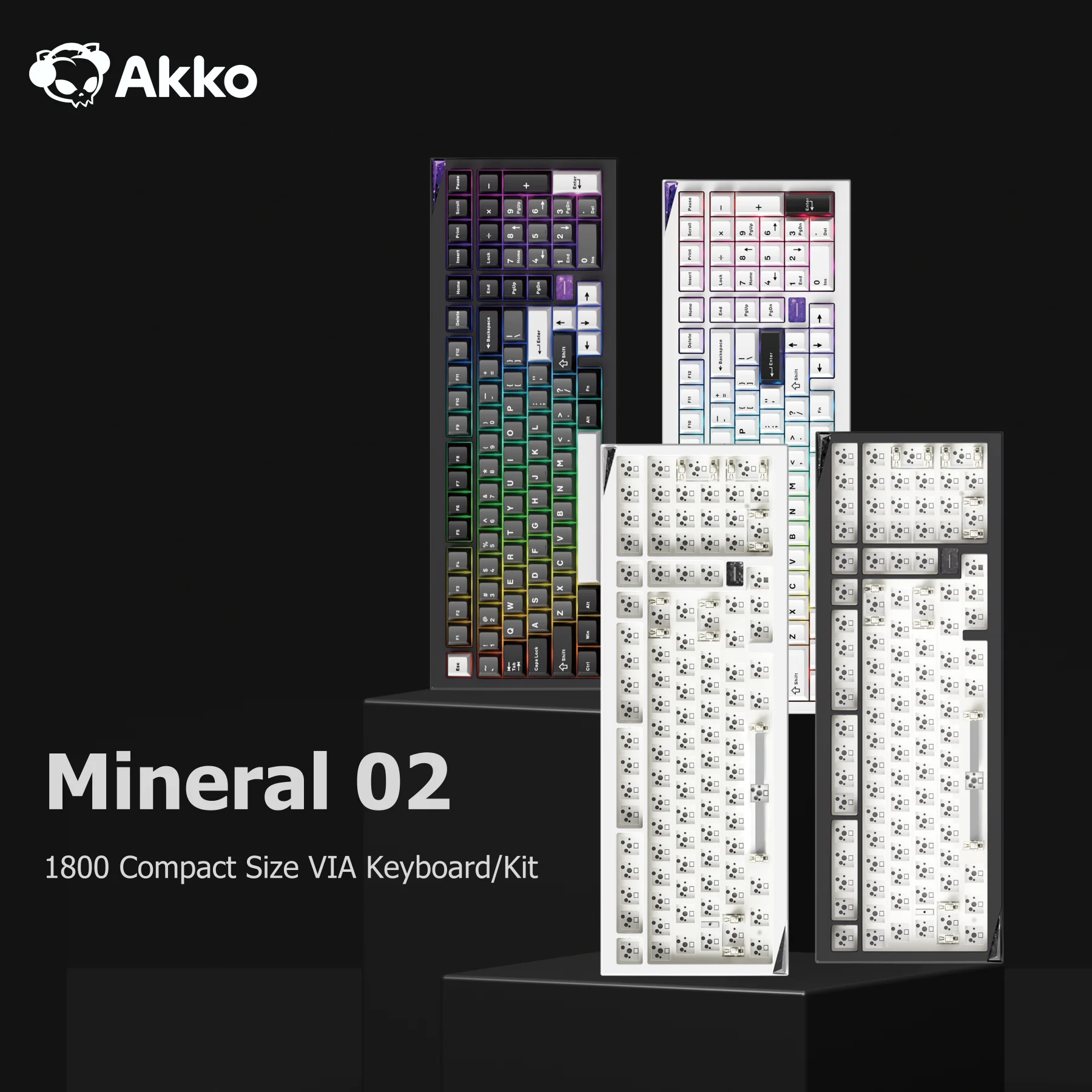 

Akko Mineral 02 Mechanical Keyboard/Barebone Kit Aluminum 102 Keys VIA RGB Hot Swap Tri-mode Wireless Custom Keyboard/Kit Gasket