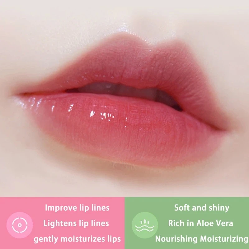 1 pçs hidratante natural aloe essência brilho labial cor mutável óleo portátil claro transparente óleo labial matizado para cuidados com os lábios