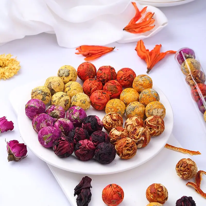 Cross-border Hit Product Pu'er Flower Ball Decoration Rose/Chrysanthemum/Lily/Osmanthus Various Fragrance Combina Home Ornament