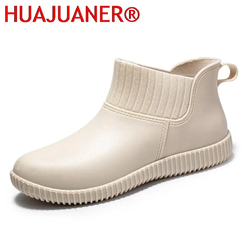 Fashion Women's Rain Boots Low-top Waterproof Ladies Rain Shoes Slip on Summer Woman Rubber Shoe Fashion Washing Car Ankle Boot