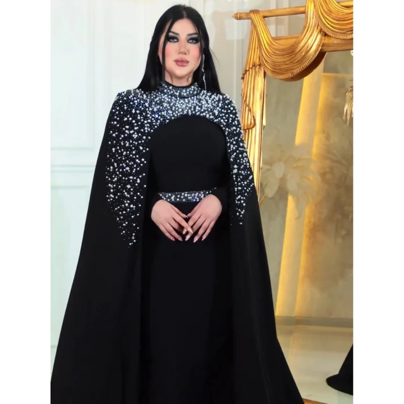 2025 Dubaï moyen-orient musulman strass perlé lourd broderie deux pièces ensemble Robe Robe ethnique vêtements pour femmes W001