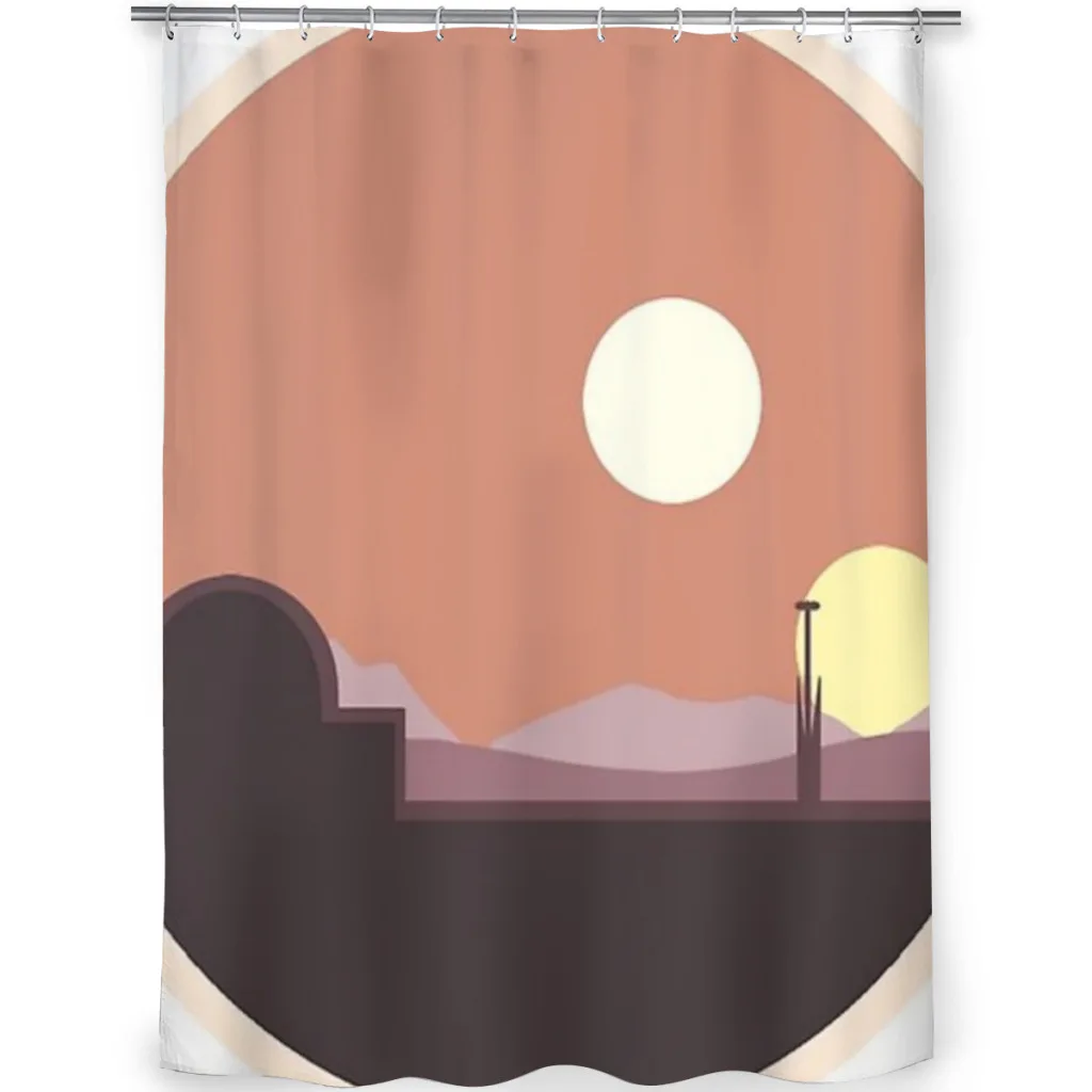 Tatooine's Two Suns Shower Curtain for Bathroom  Aesthetic Room Decoration