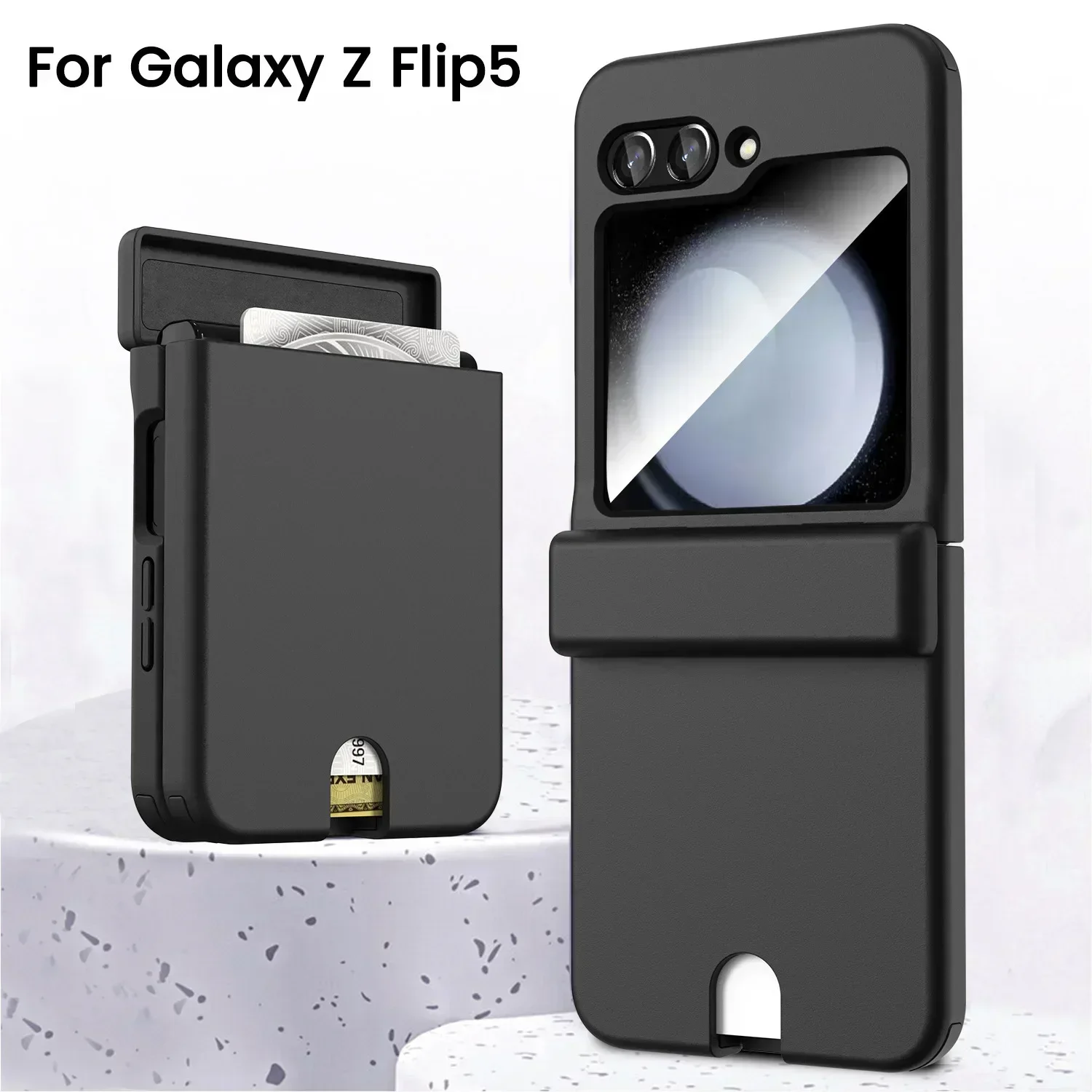 

Card Holder Shell Membrane Magnetic Hinge Phone Cases For Samsung Galazy Z Flip5 Case All-Inclusive For Z Flip5 Protective Cover