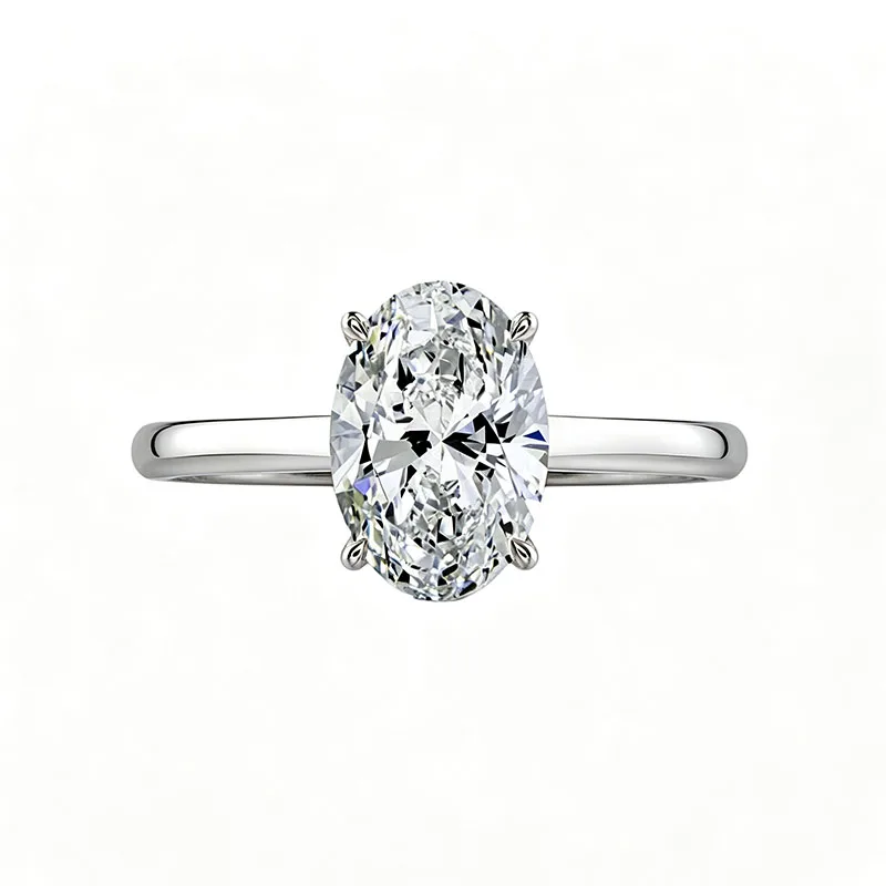 Platinum 950 Lab Grown Diamond Ring 2 Carat Oval Cut DEF VS IGI Certified Solitaire Engagement Wedding Ring Luxury Fine Jewelry