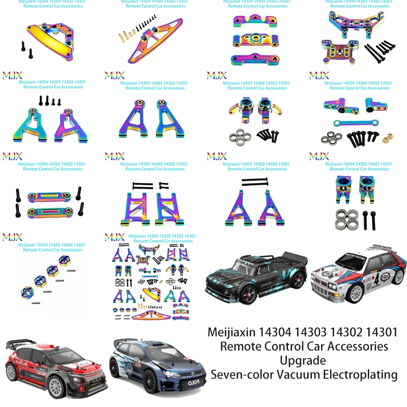MJX Hyper Go 14304 14303 14302 14301 RC Car Metal Parts Steering Cup Upper Lower Swing Arm Set Shock Tower Bracket Upgrade Parts