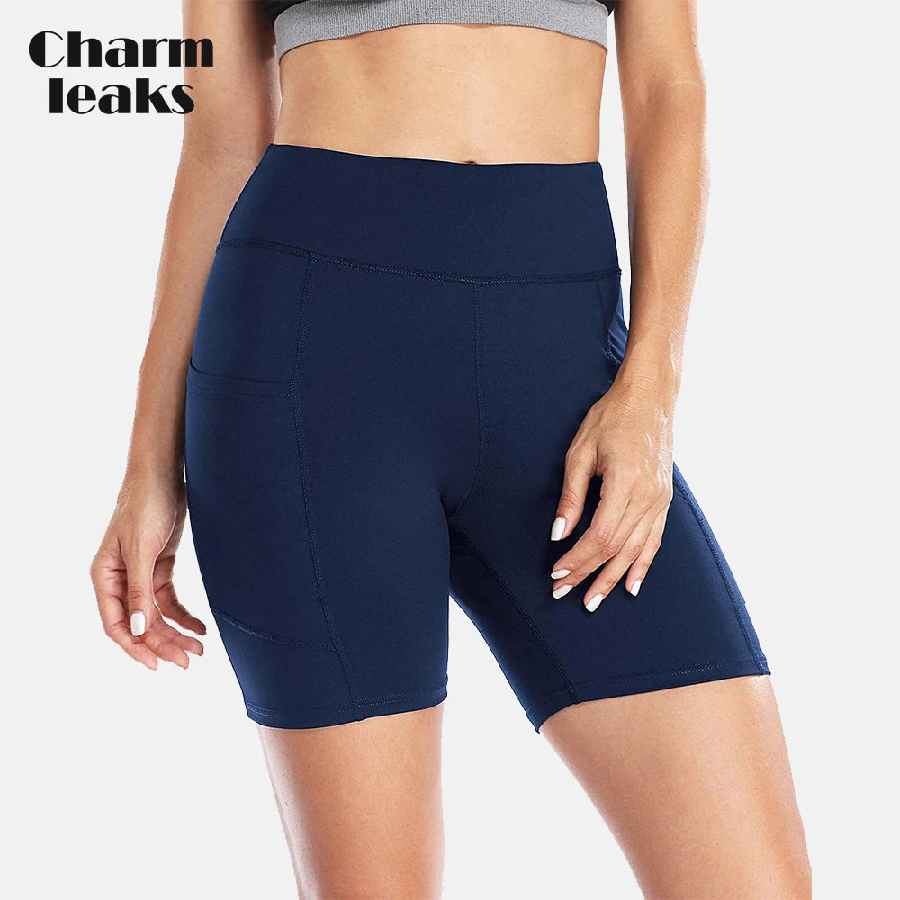 

Charmleaks Women Yoga Shorts Jogging Fitness High-Waist Solid/Camouflage Pattern Sportswear Soft with Pockets Sporty Shorts