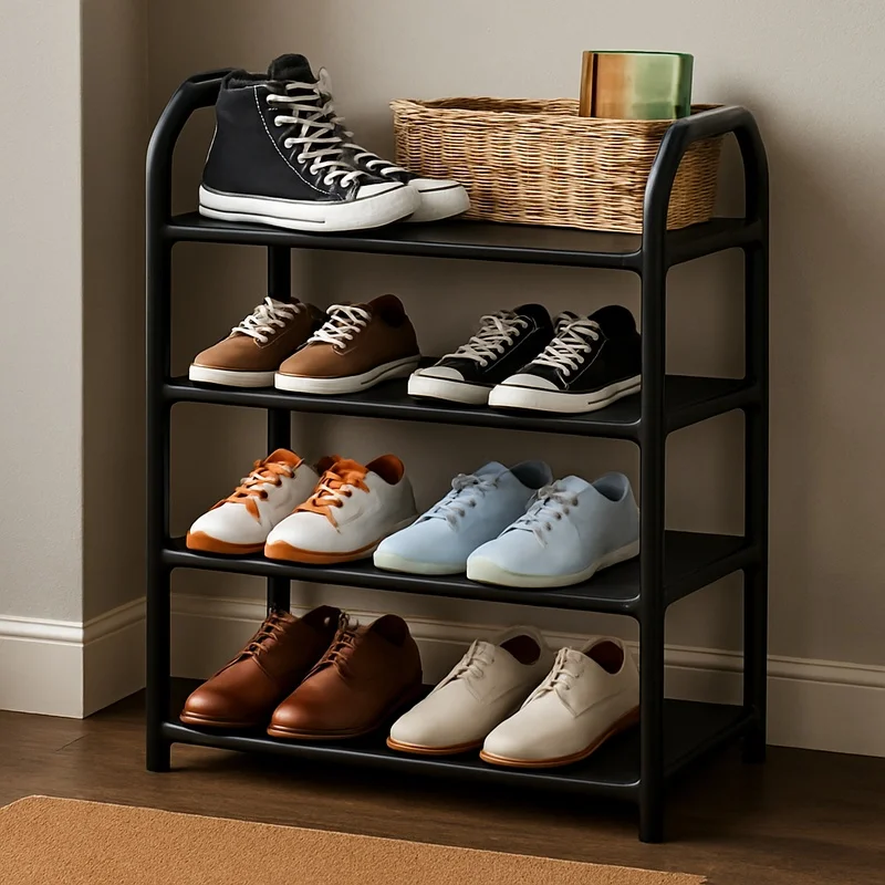 Dustproof 4-Layer Shoe Rack Organizer for Doorway and Dorm Room Storage