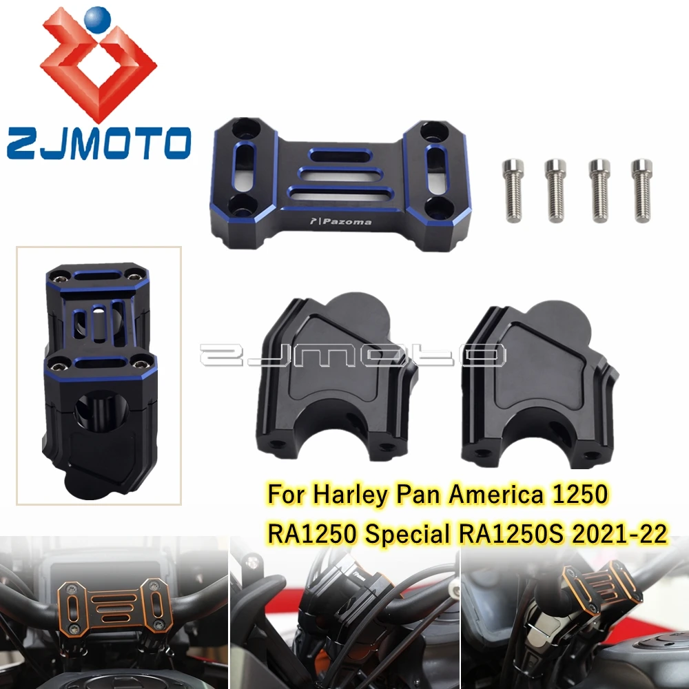 

1 Pair Motorcycle Handlebar Riser Extension W/ Mounting Kit Top Clamp For Harley Pan America 1250 RA1250 Special RA1250S 2021-22