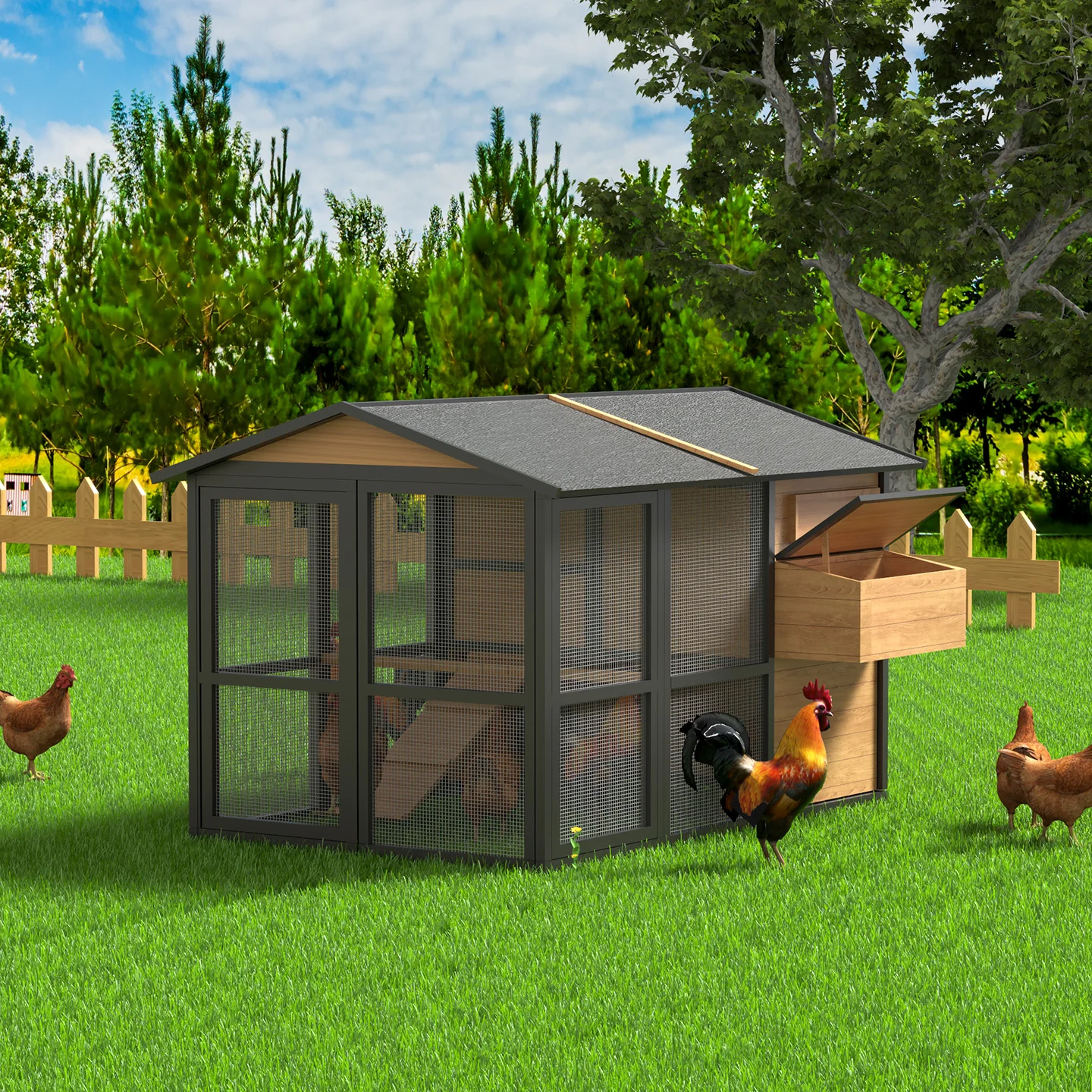 2025 Extra Large Waterproof Wooden Outdoor Chicken Coop Durable Hen House Layer Cage for Poultry Farm & Chicken Raising