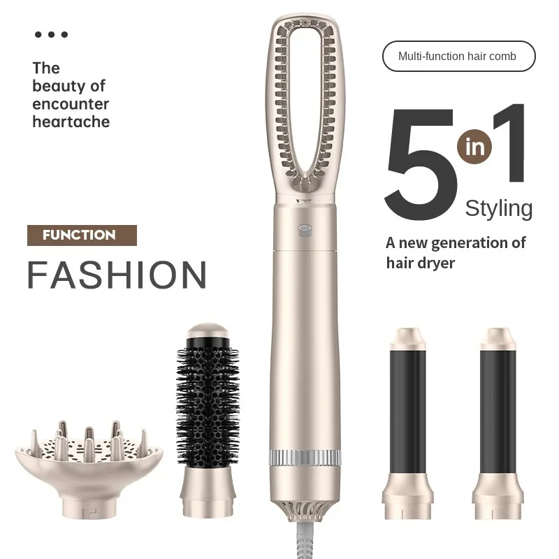 hot air comb 5-in-1 high-power 1000W straight curling hair dryer расческа для волос  straightening brush  peine alisador