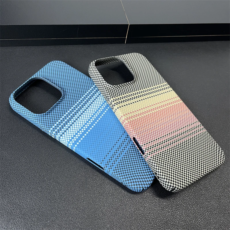 Luxury Aramid Carbon Fibre Ultra Thin Case For iPhone 15 Pro Max 16 14 13 12 Shockproof Camera Protection Hard Bumper PC Cover