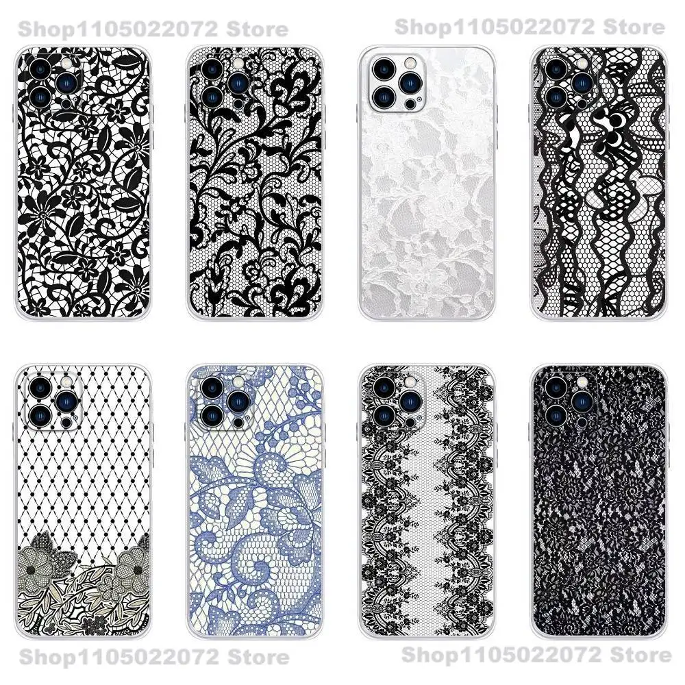 

Lace Style Cool Girl Phone Case For iPhone 16,15,14,13,12,11 Plus,Pro,Max,XR,XS,Plus,E,Mini Transparent Soft Cover