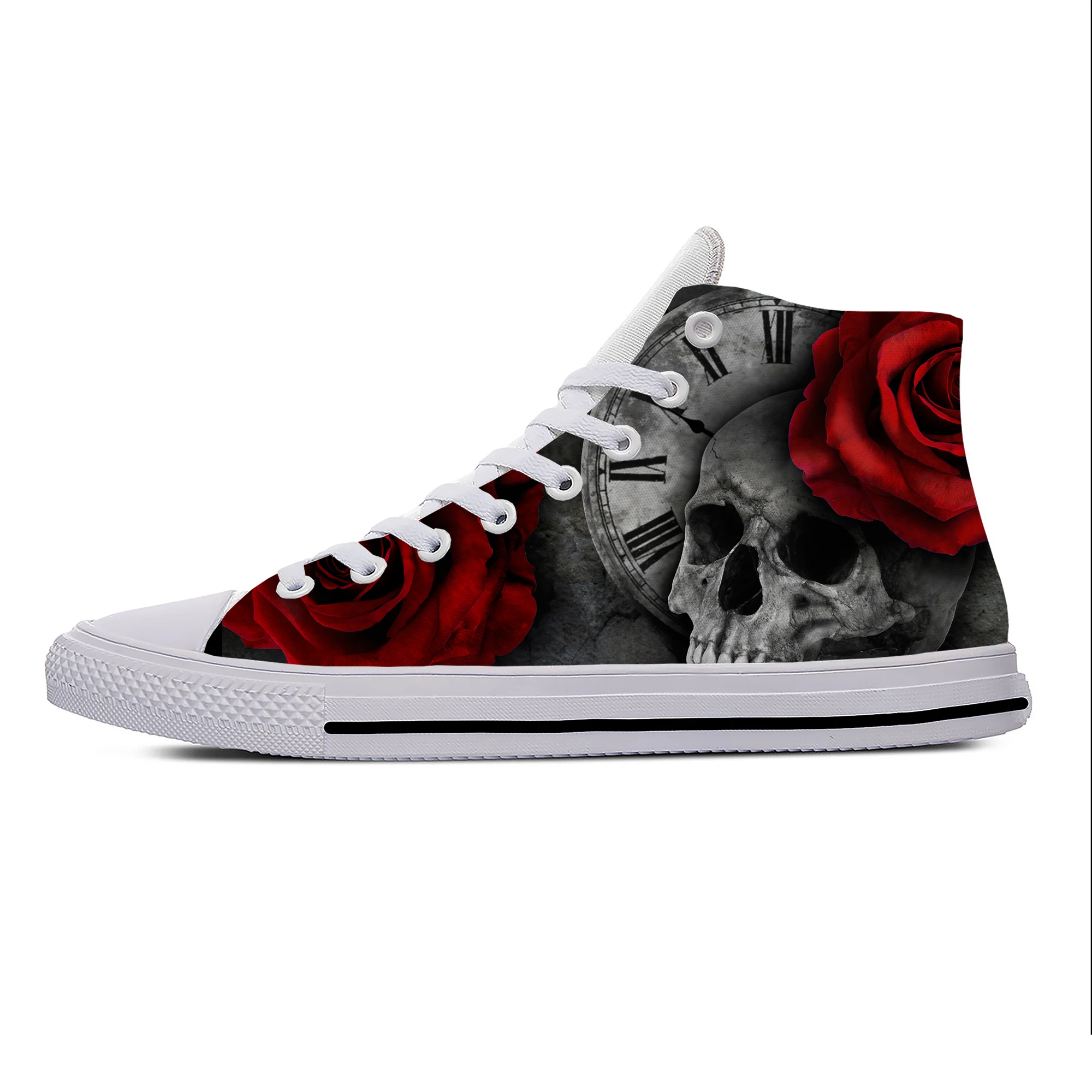 

Высокие кроссовки Skulls Roses, мужская и женская повседневная обувь для подростков, холщовые кроссовки с 3D принтом, дышащая легкая обувь