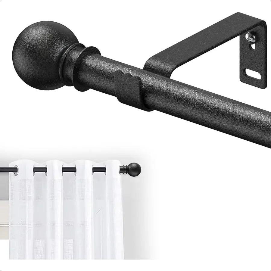 

5 8 inch Small Window Curtain Rod 28 to 44 Inch Heavy Duty Matte Black Adjustable Splicing Curtain Rods With Brackets for Livin