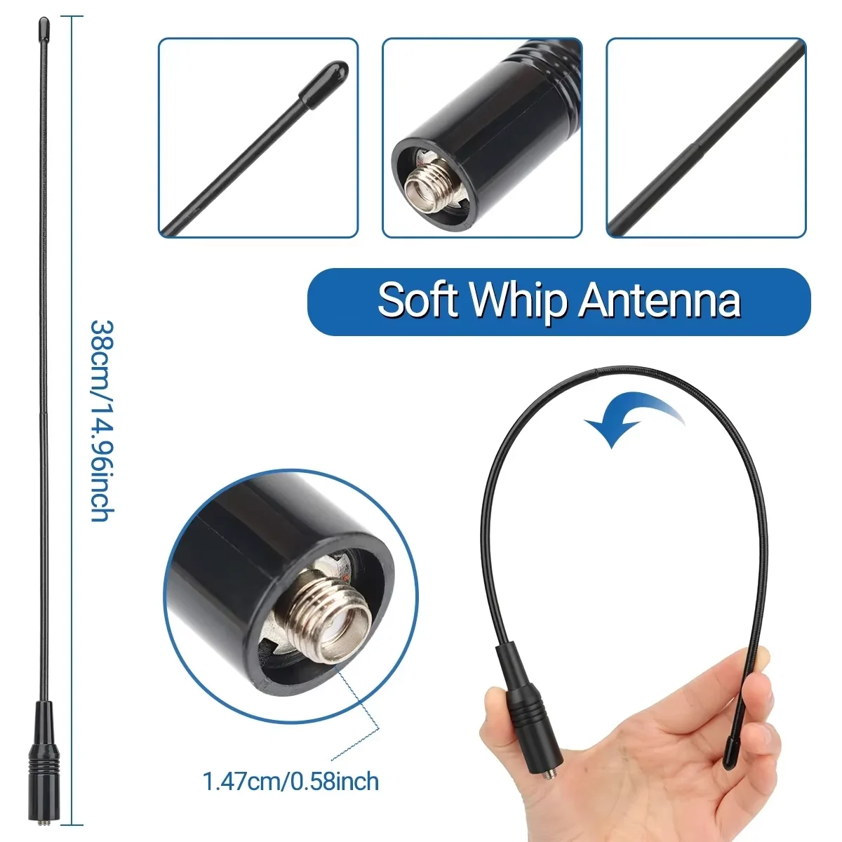 Walkie Talkie AR 771 Tri Band Antenna Whip Soft Antenna SMA Female For Baofeng UV-5R UV 5RH 21 PRO Quansheng UV-K5(8) Ham Radio view 2