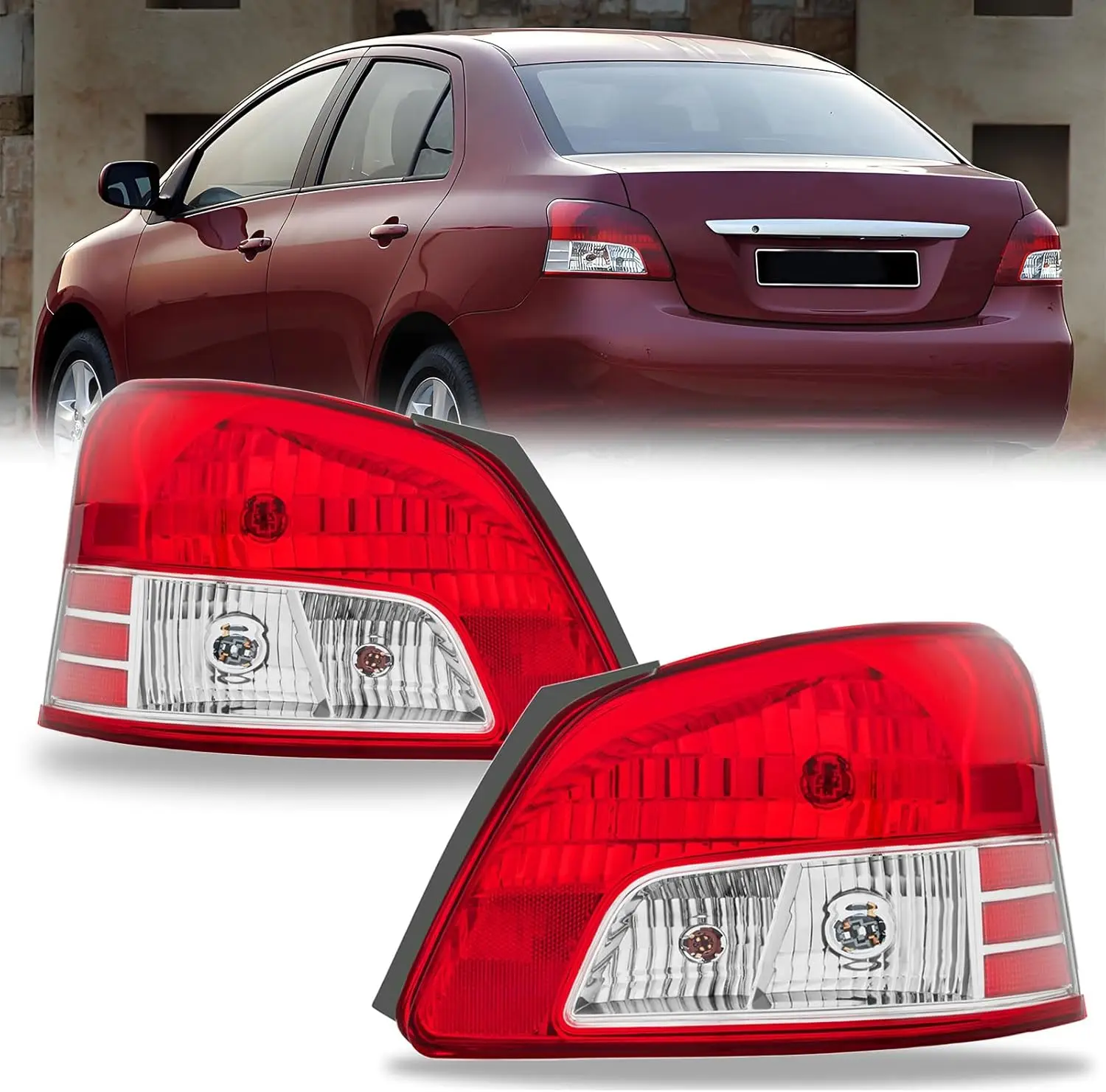 

2PCS Tail Lights Assembly for 2007-2011 Toyota Yaris 4D Sedan OE Style