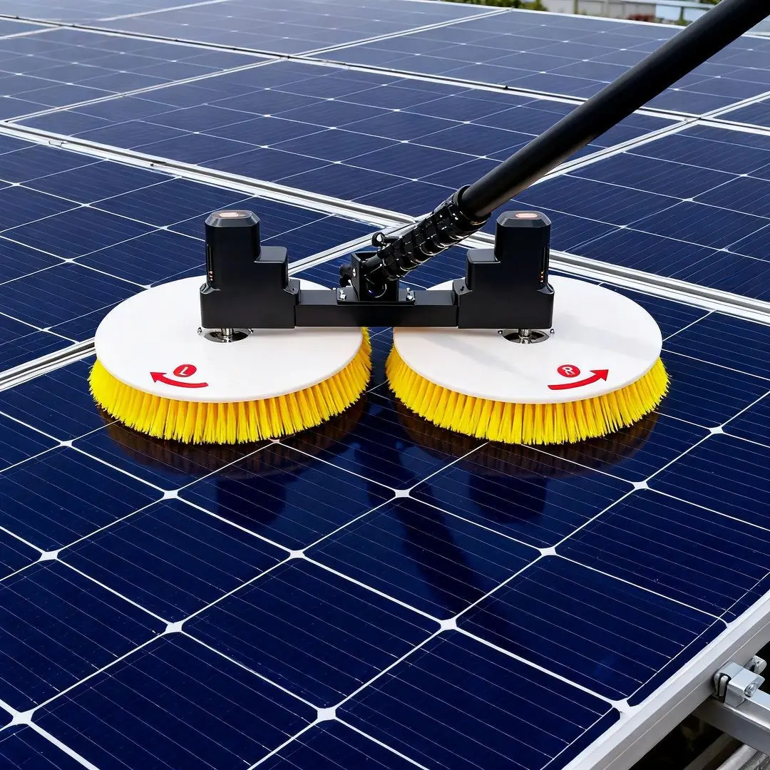 Double head solar photovoltaic panel electric cleaning tool robot, aluminum alloy telescopic pole cleaning brush