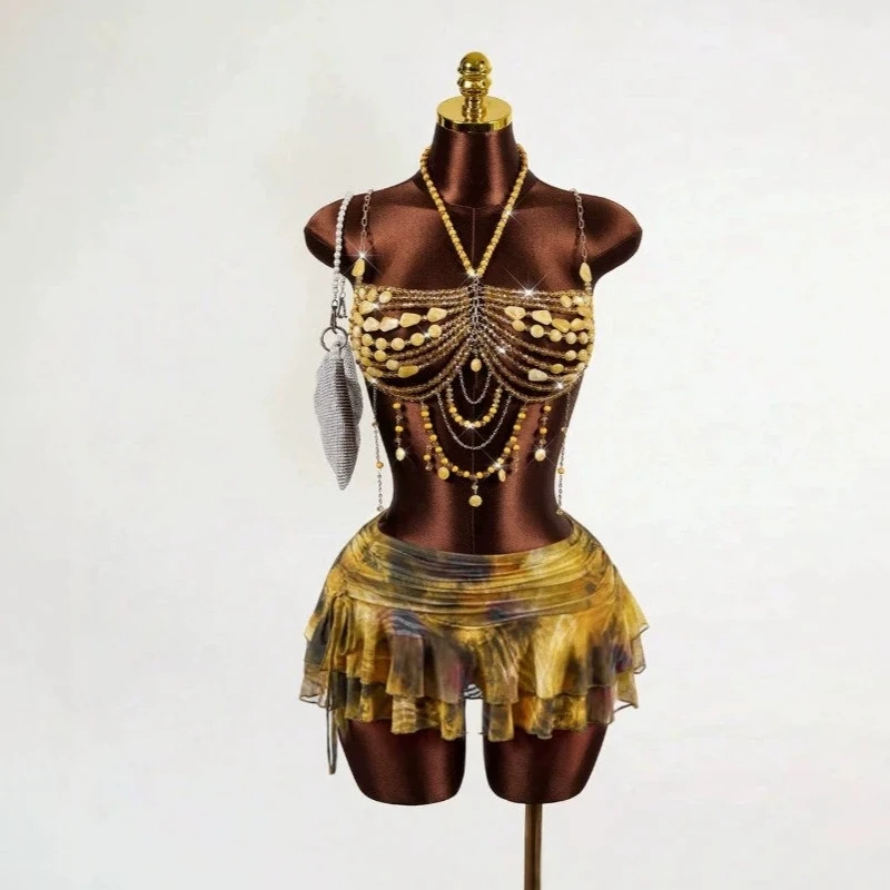 Hand-woven Irregular Beaded Bra Chain for Women Vetement Femme Sexy Top Bikini Crop Beach Party Dance Show Tassel Body Jewelry