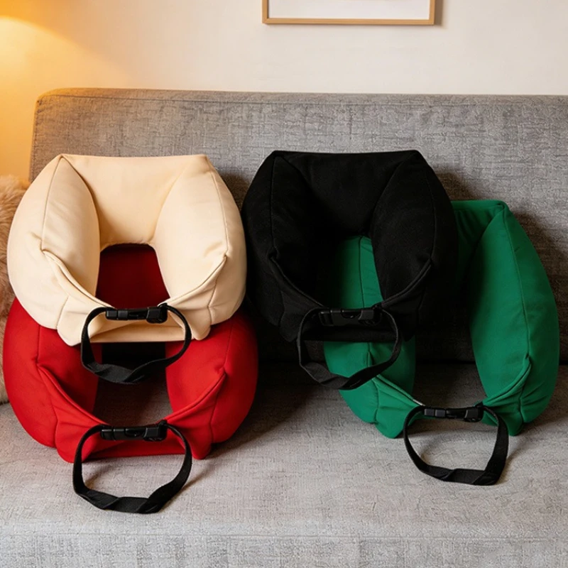 Ergonomic 360° Surround U-shape Neck Support Travel Pillow for Office Nap Twistable Lumbar Pillow with Microbeads Foam Filling