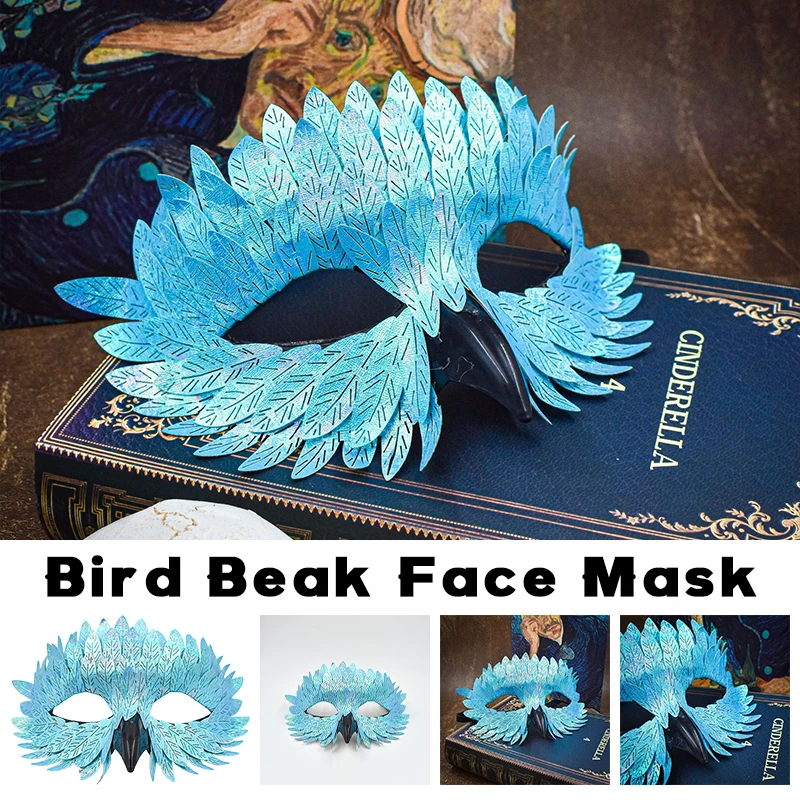 Halloween Half Bird Beak Eagle Face Mask Owl Feather Half Face Mask Role-playing Masquerade Halloween Carnival Christmas Gifts